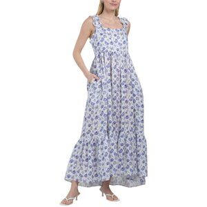 THE LAZY POET Linen Mika Ecru Seashells By The Shore Dress